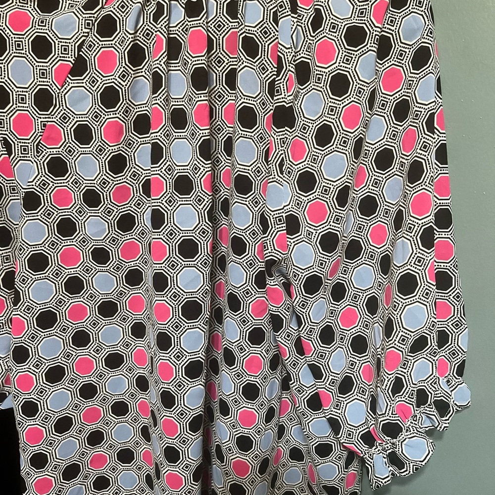 Ruby Rd. Black, Pink, And Blue Patterned Blouse - image 5